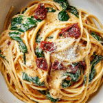 Spaghetti & Spinach with Sun-Dried Tomato Cream Sauce 2 Delicious Spaghetti & Spinach with Sun-Dried Tomato Cream Sauce