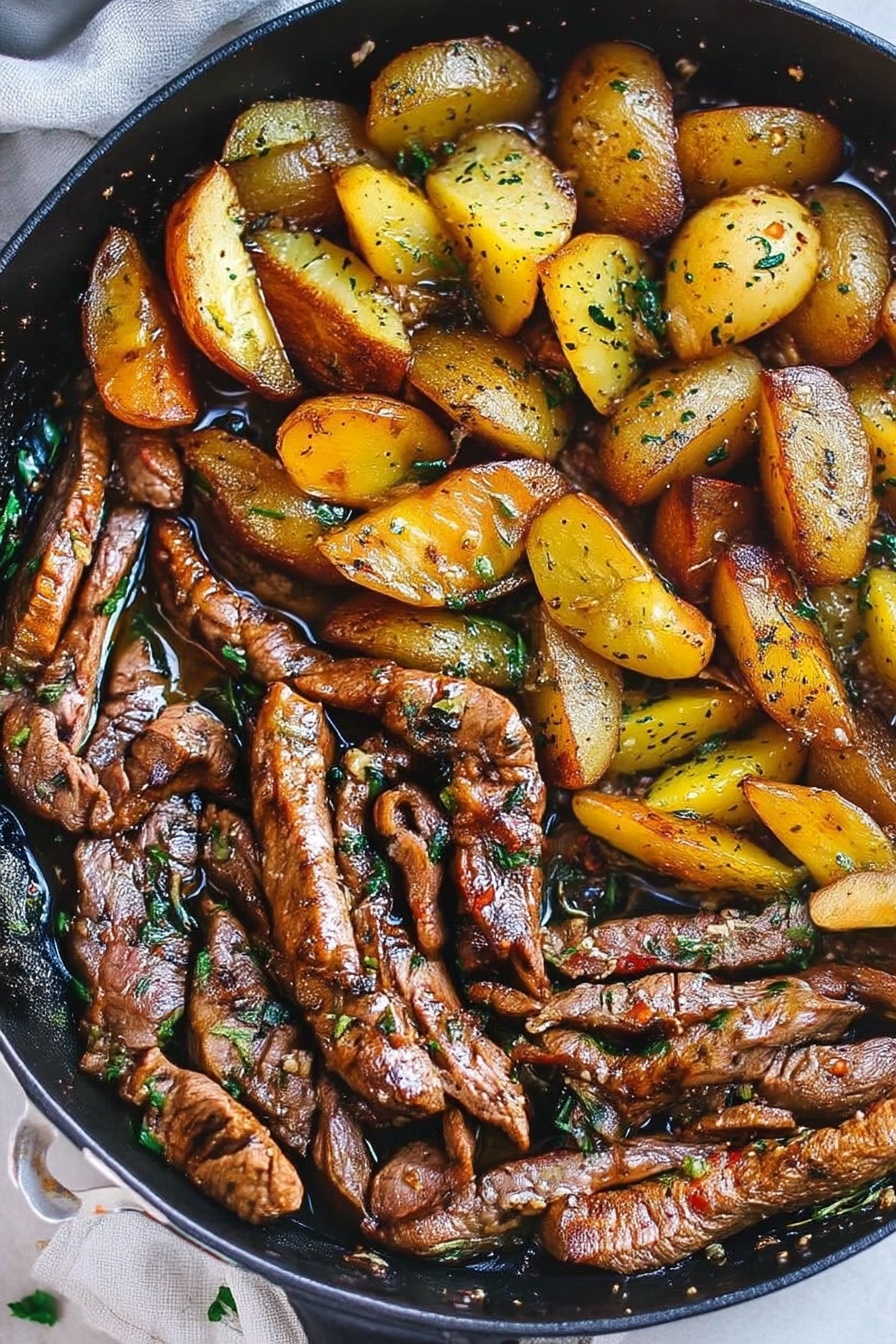 Garlic Butter Steak and Potatoes Skillet – finished dish (hero)