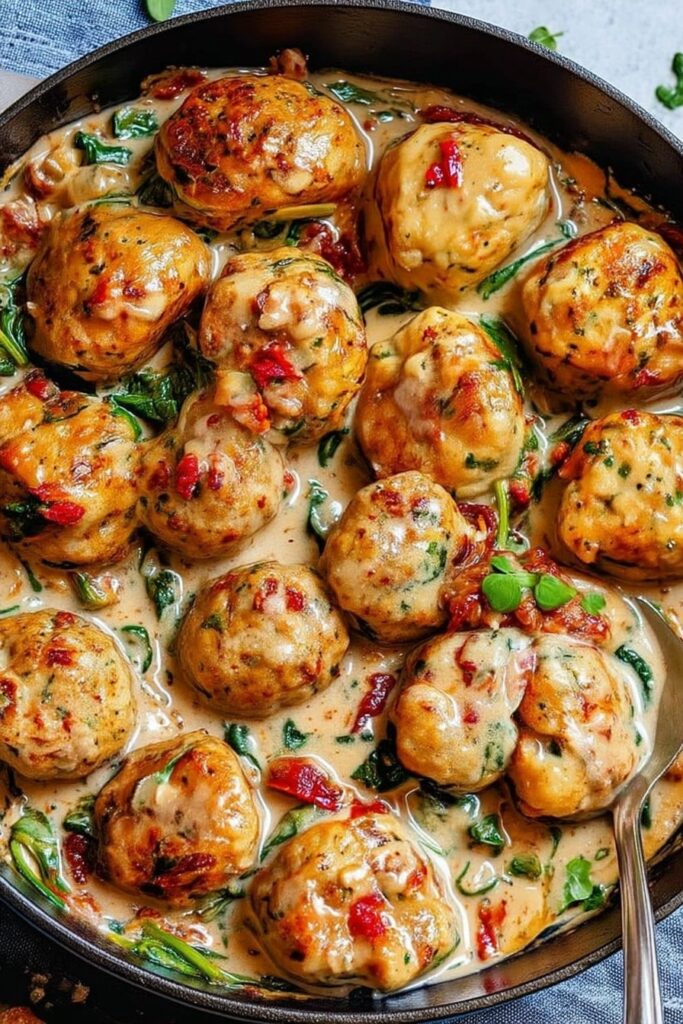 Spinach Turkey Meatballs – finished dish (hero)