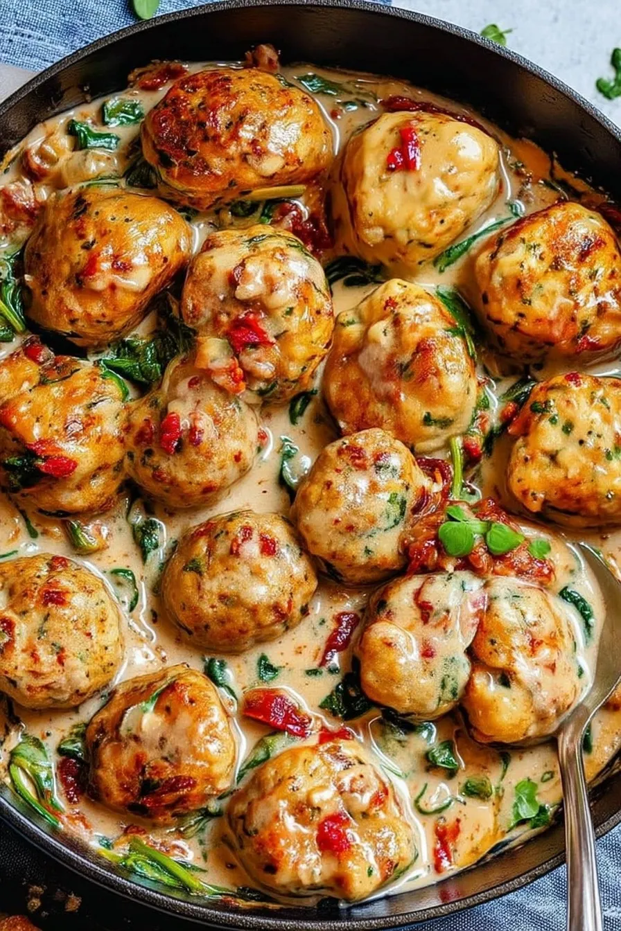Spinach Turkey Meatballs – finished dish (hero)