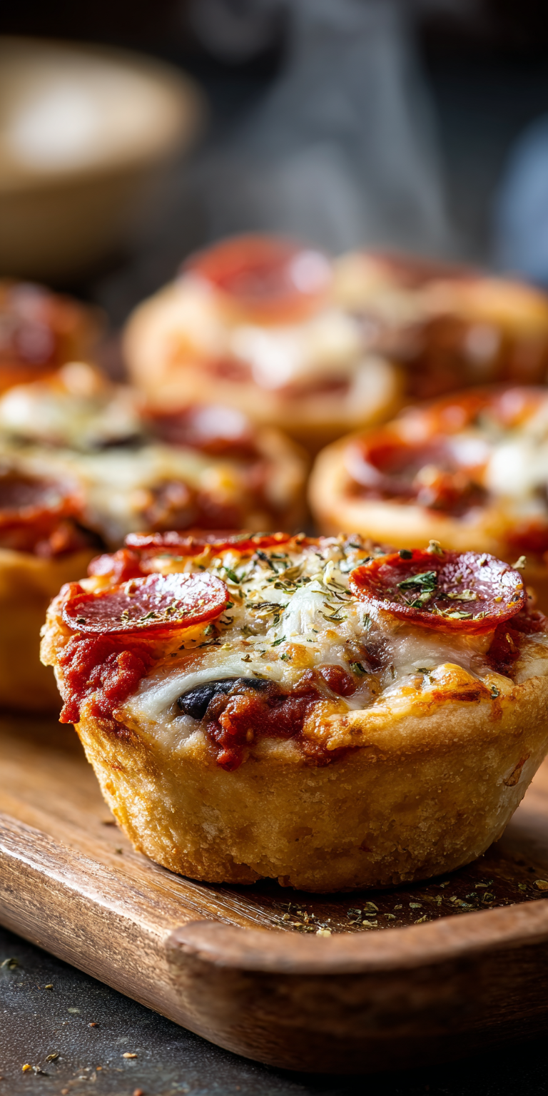Delicious pizza cupcakes freshly baked and ready to enjoy