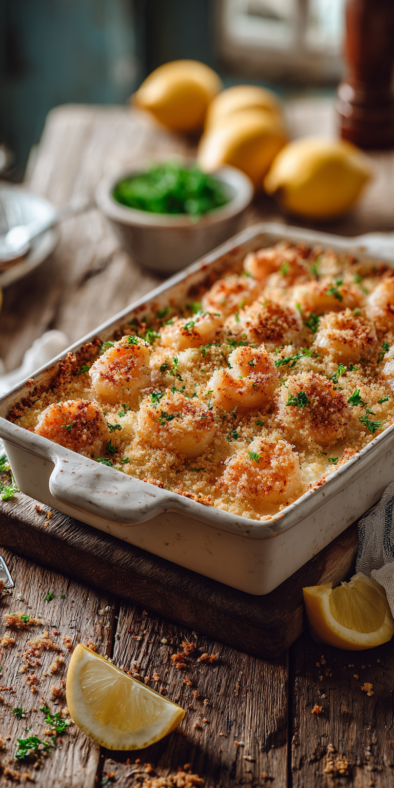 Cheesy Baked Shrimp Scampi Casserole – Perfect for Gatherings Recipe