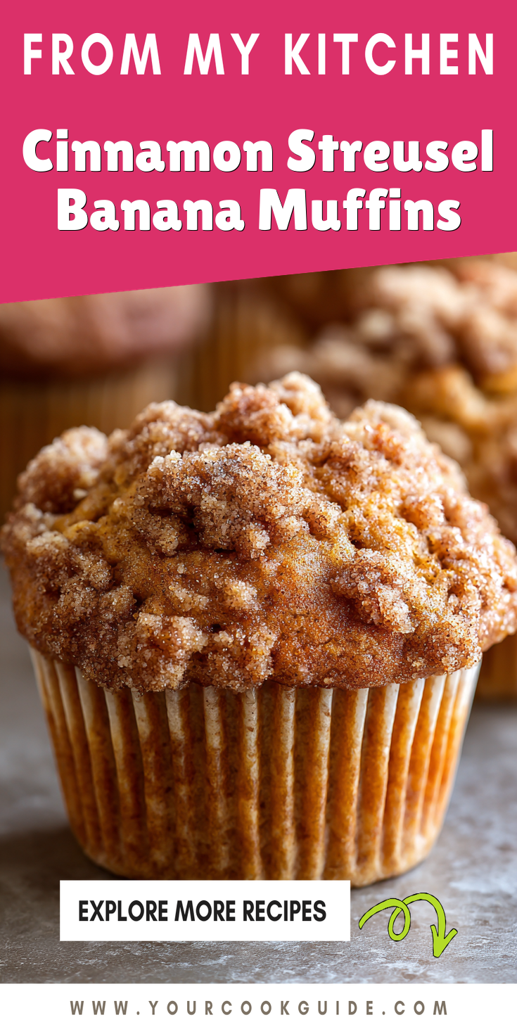 Cinnamon Streusel Banana Muffins served warm with cozy spices