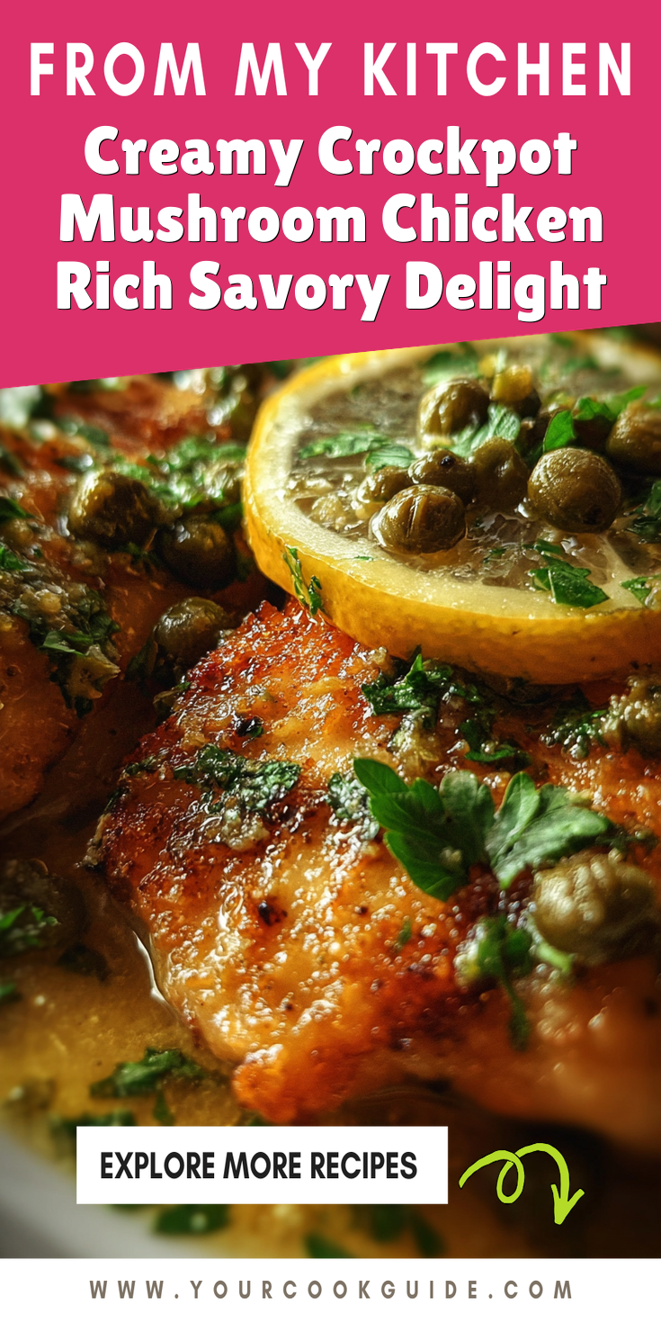 Creamy Crockpot Mushroom Chicken Rich Savory Delight served warm with cozy spices