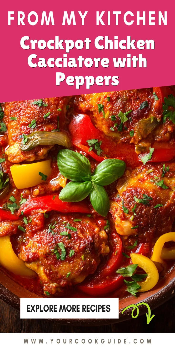 Crockpot Chicken Cacciatore with Peppers served warm with cozy spices