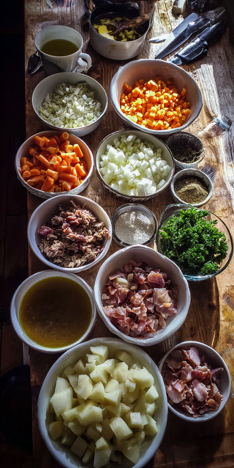 German Kartoffelsuppe – Traditional Hearty Soup served warm with cozy spices