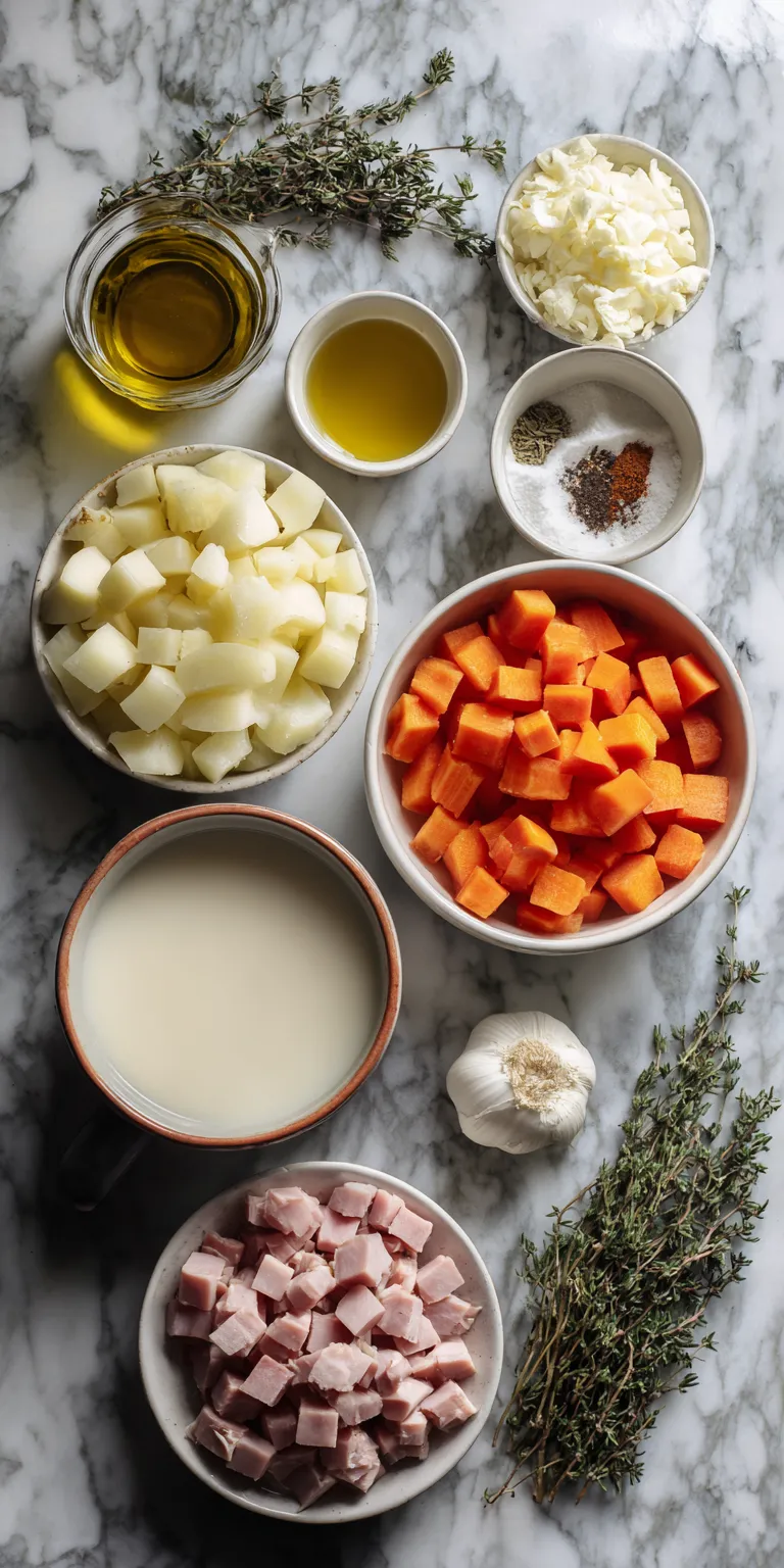 Ham & Potato Soup served warm with cozy spices