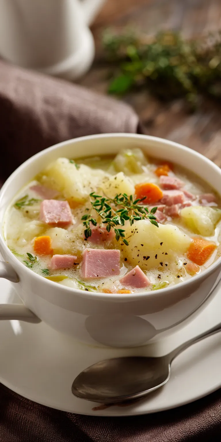 Ham & Potato Soup served warm with cozy spices