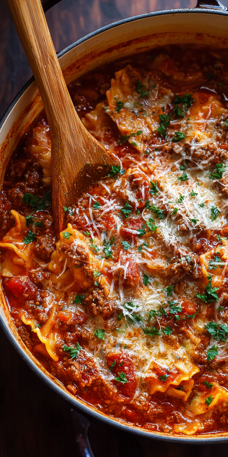 Hearty Beef One-Pot Lasagna Soup Recipe