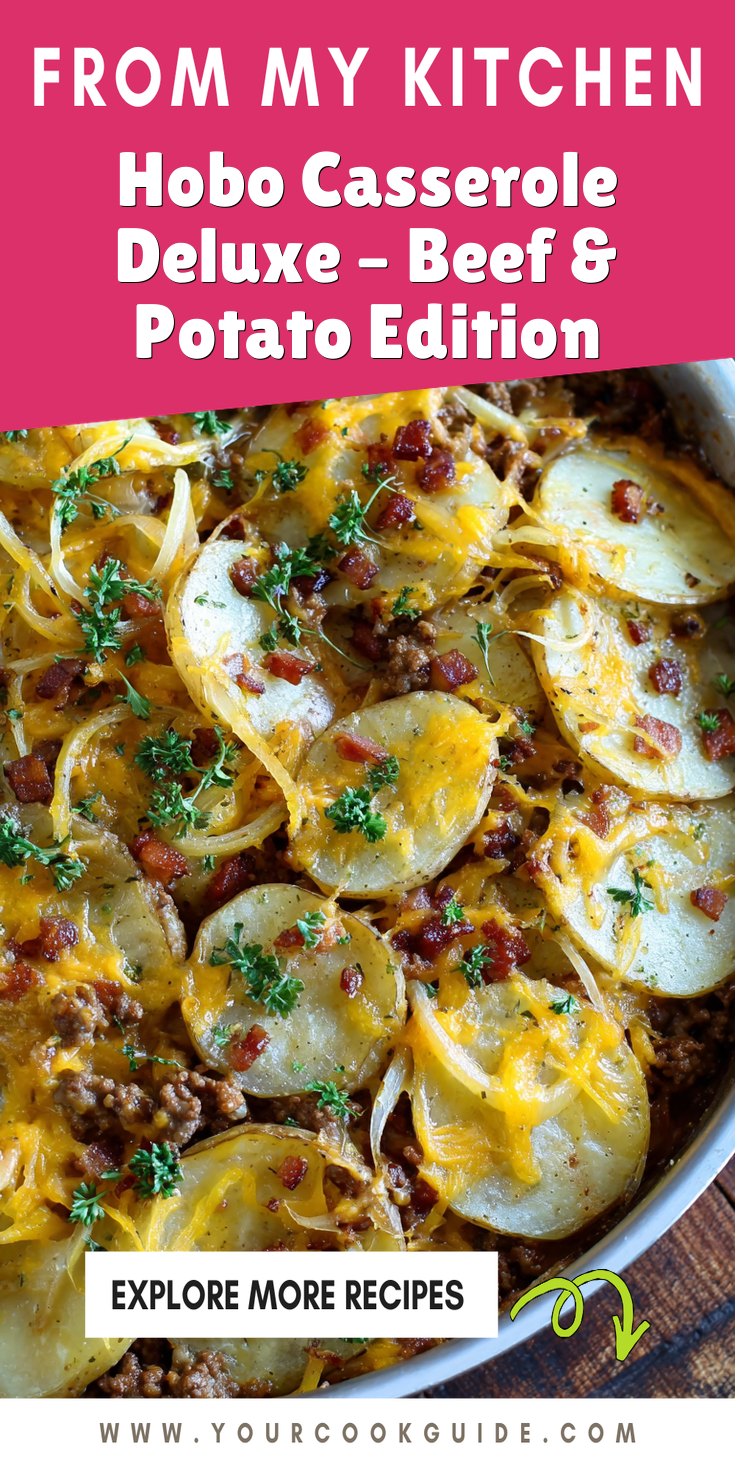 Hobo Casserole Deluxe – Beef & Potato Edition served warm with cozy spices