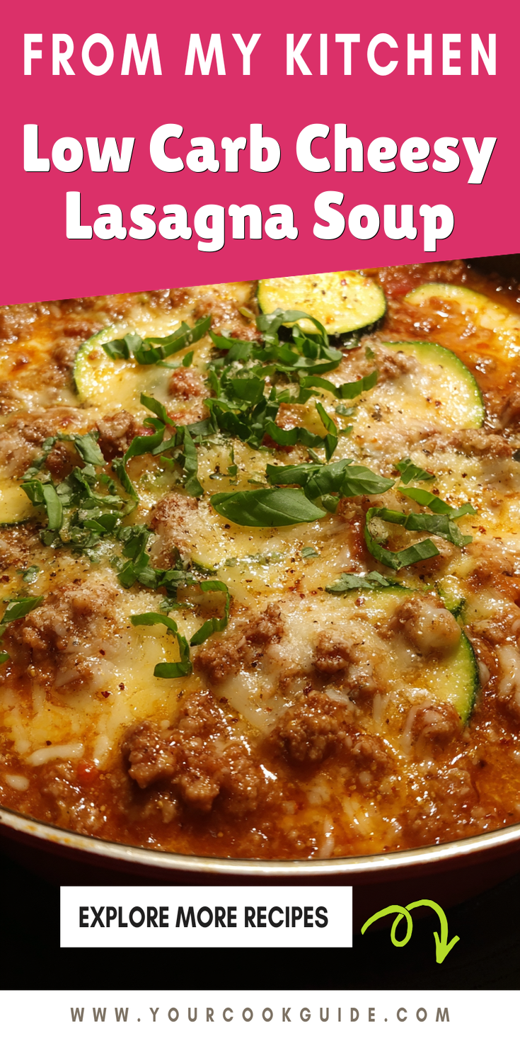Low Carb Cheesy Lasagna Soup served warm with cozy spices