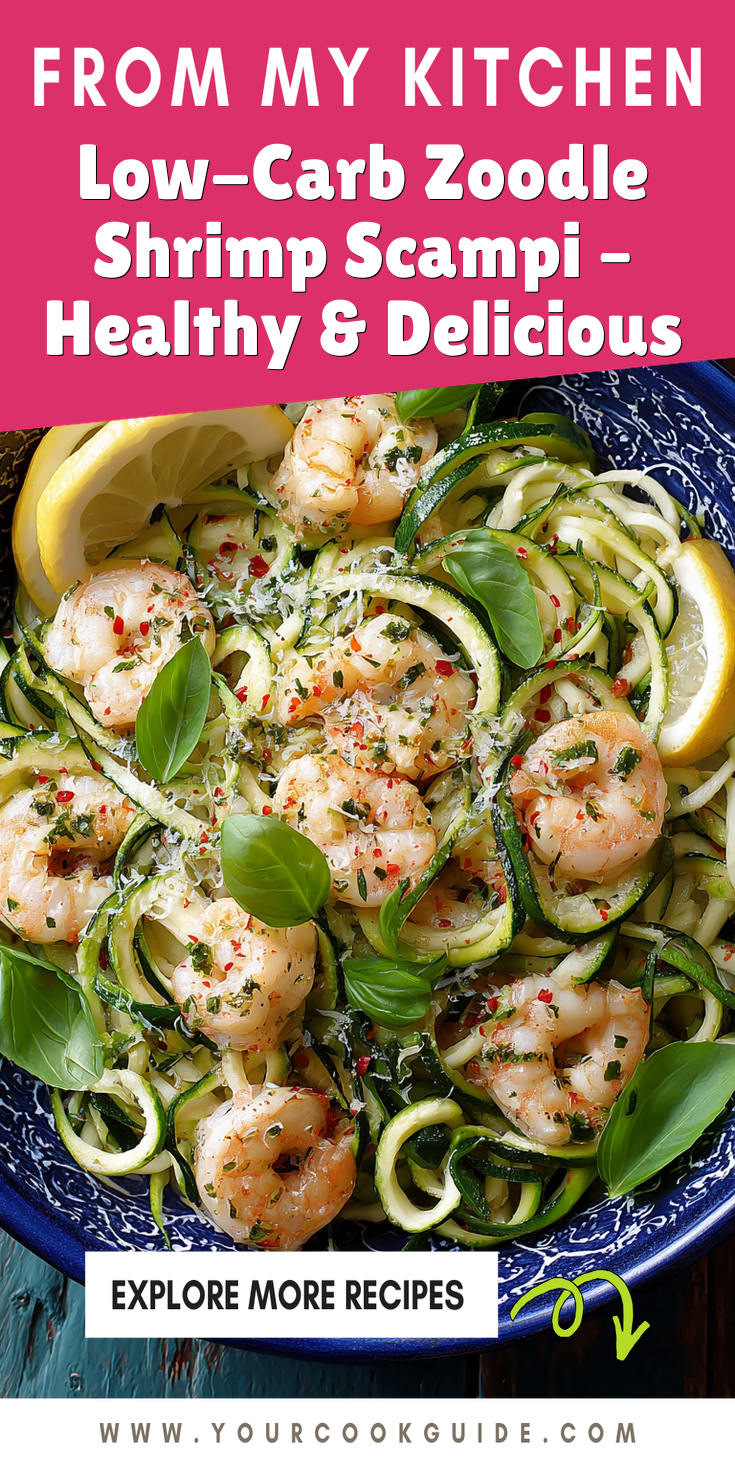 Low-Carb Zoodle Shrimp Scampi – Healthy & Delicious served warm with cozy spices