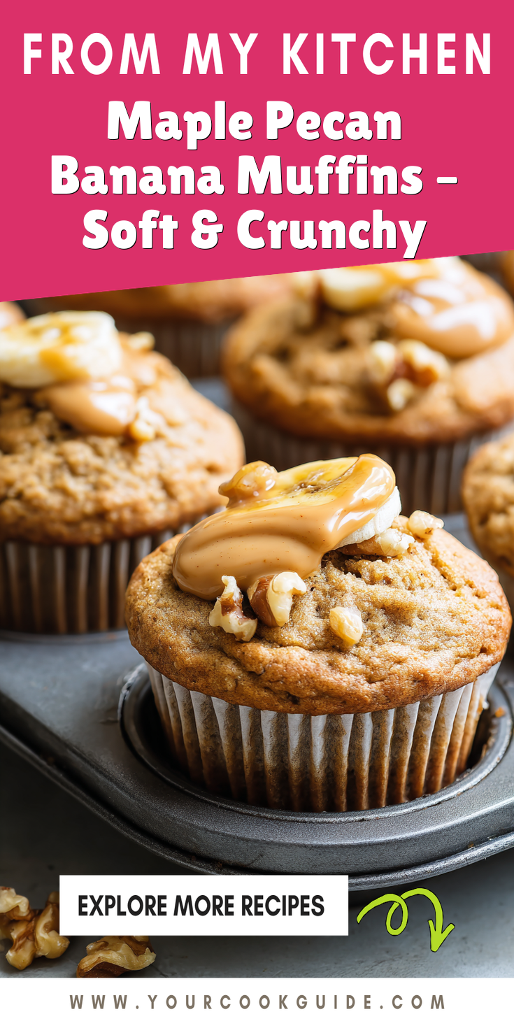Maple Pecan Banana Muffins – Soft & Crunchy served warm with cozy spices
