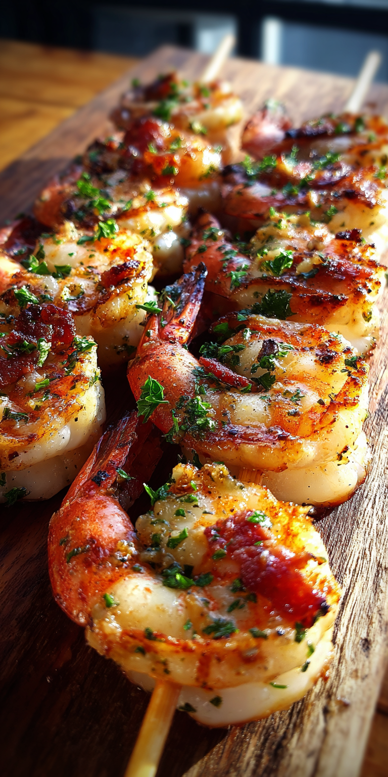 Smoky Grilled Shrimp Scampi Skewers – BBQ Favorite served warm with cozy spices