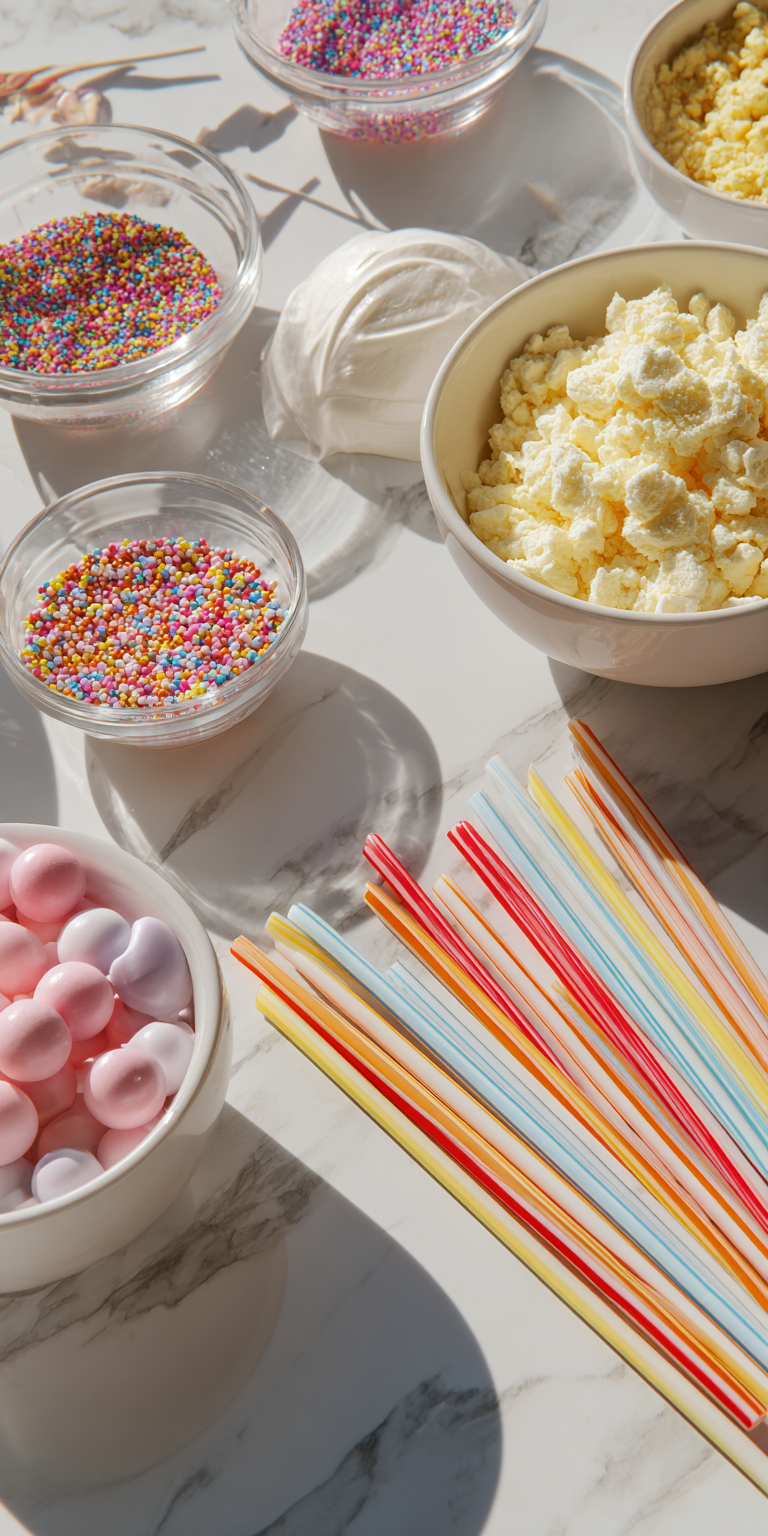 Close-up of ingredients for Starbucks-inspired birthday cake pops ready to be made