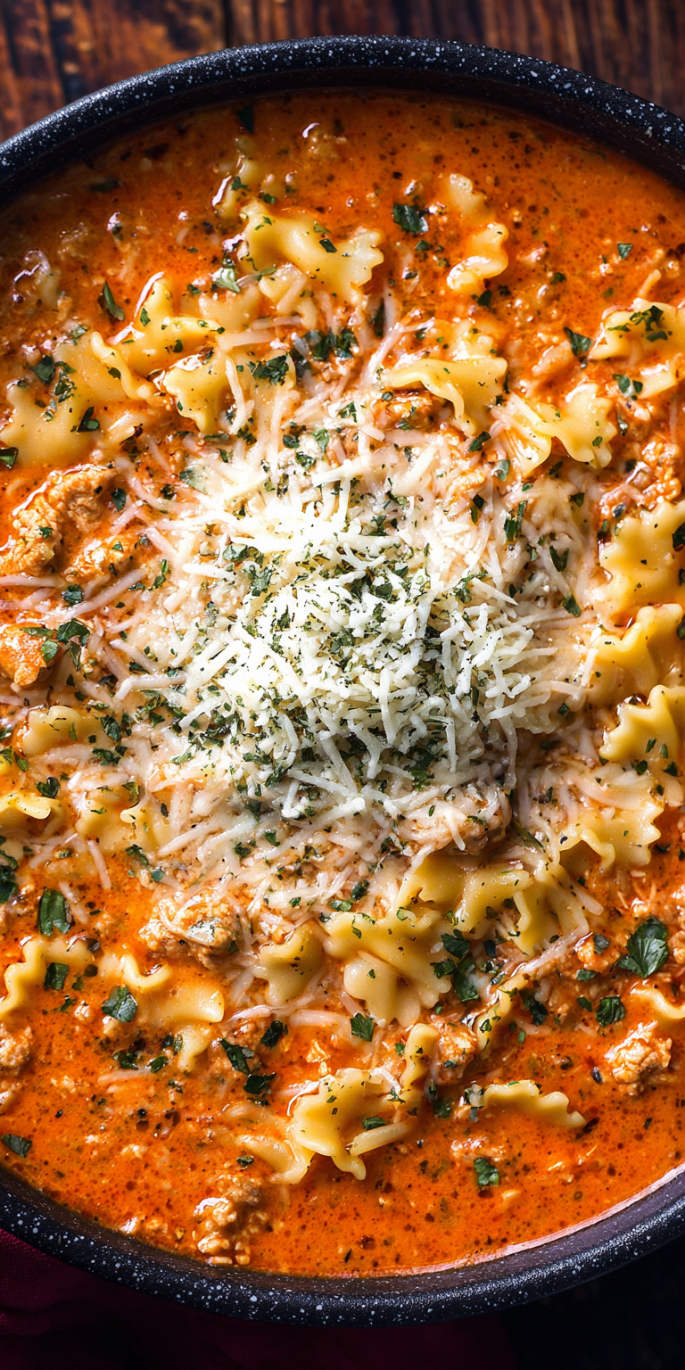 Stovetop Cheesy Lasagna Soup Recipe