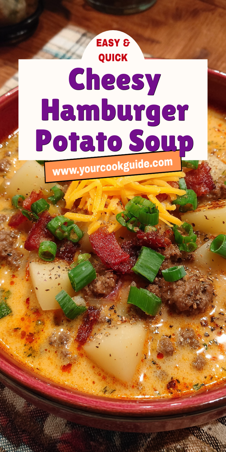 Cheesy Hamburger Potato Soup served warm with cozy spices