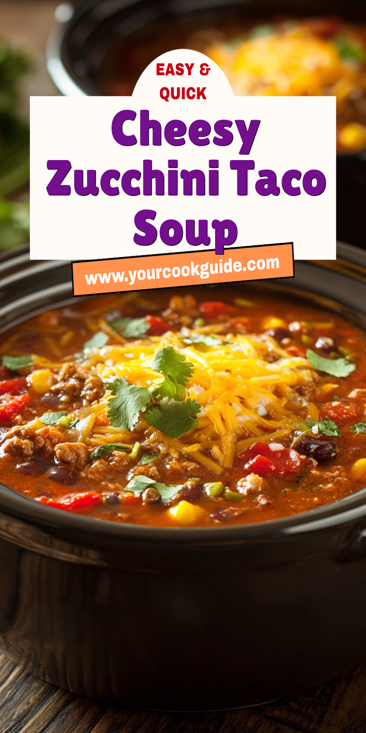Cheesy Zucchini Taco Soup served warm with cozy spices