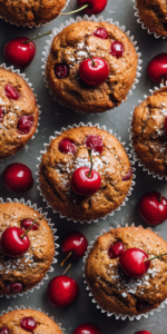Cherry Banana Muffins served warm with cozy spices