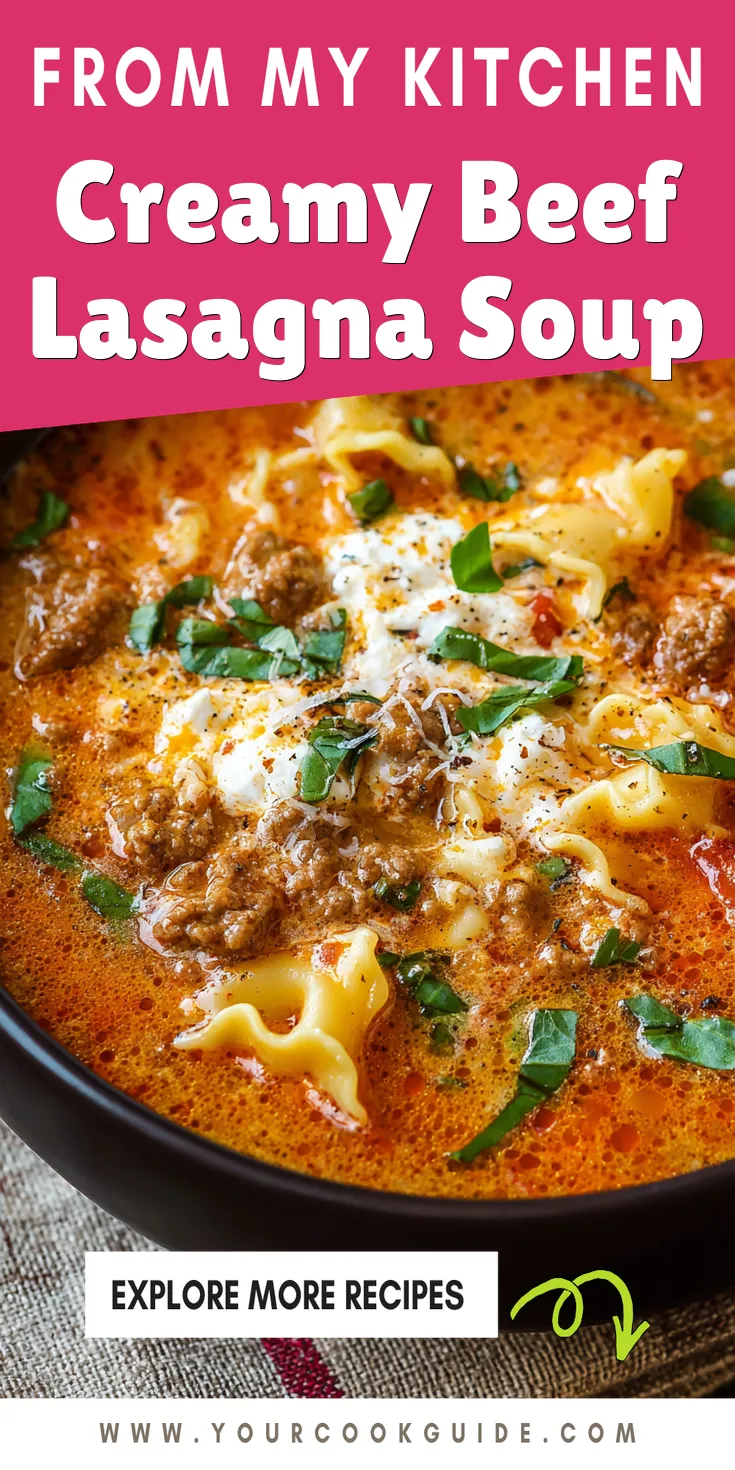 Creamy Beef Lasagna Soup served warm with cozy spices