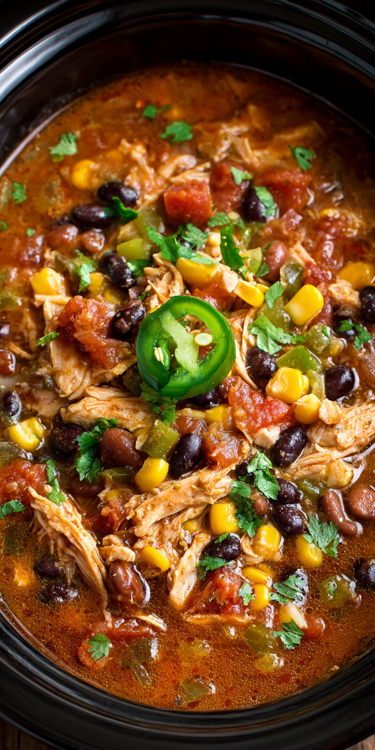 Creamy Ranch Chicken Taco Soup (Easy Crockpot!) served warm with cozy spices