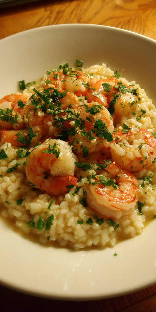 Creamy Shrimp Scampi Risotto: Ultimate Comfort Food served warm with cozy spices