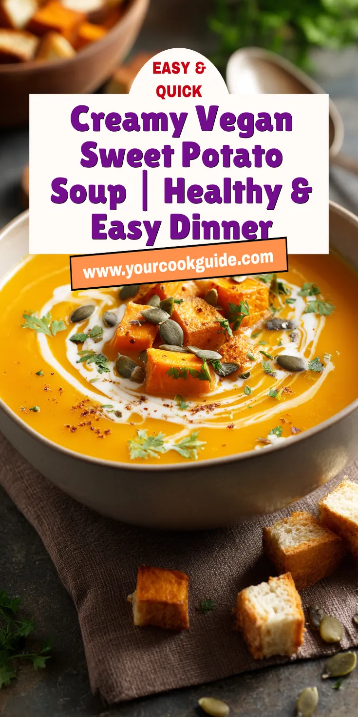 Creamy Vegan Sweet Potato Soup | Healthy & Easy Dinner served warm with cozy spices