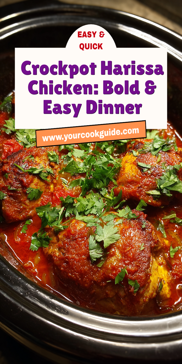 Crockpot Harissa Chicken: Bold & Easy Dinner served warm with cozy spices
