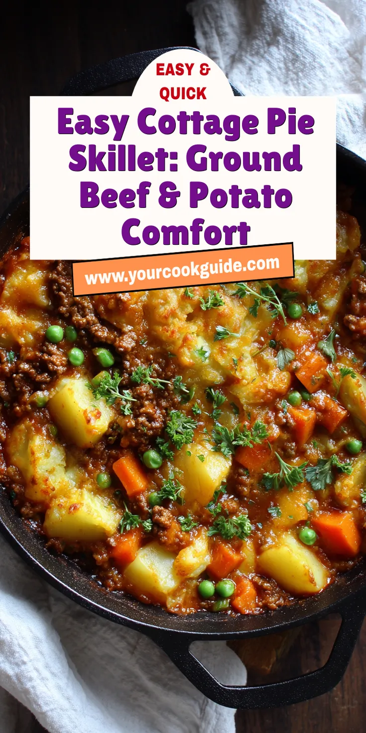 Easy Cottage Pie Skillet: Ground Beef & Potato Comfort served warm with cozy spices