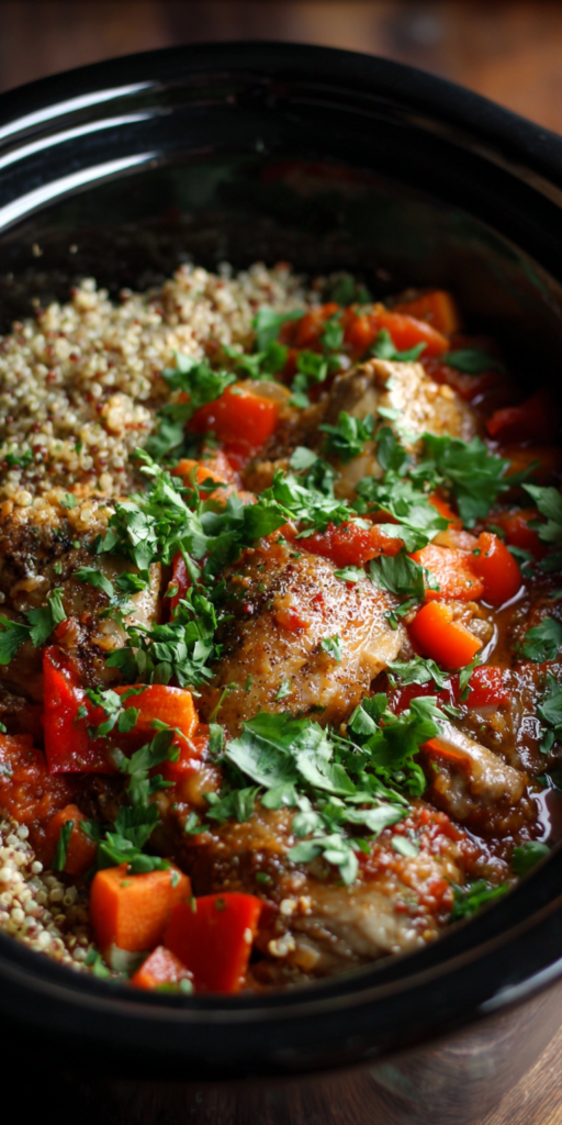 Easy Crockpot Chicken & Quinoa: Your Perfect Weeknight Dinner served warm with cozy spices