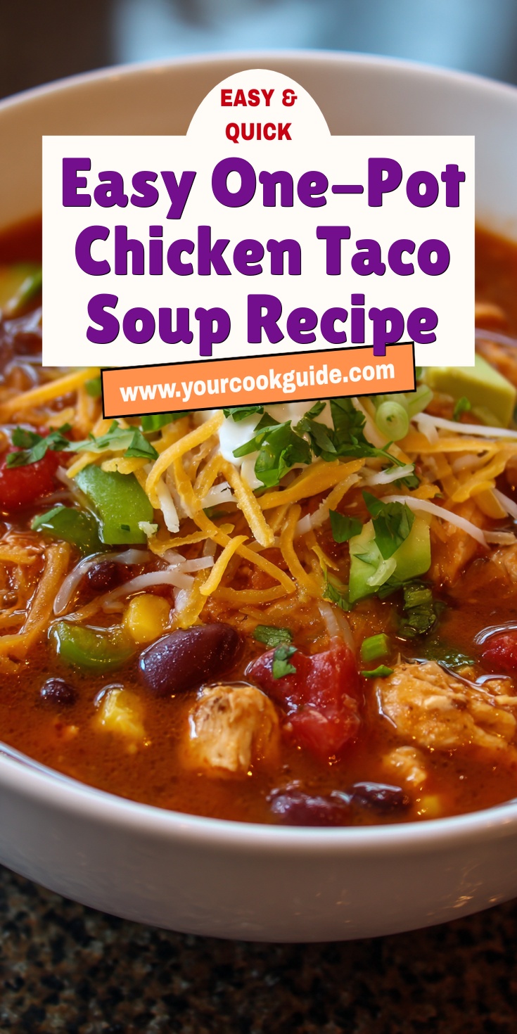 Easy One-Pot Chicken Taco Soup Recipe served warm with gentle spices and a cozy aroma