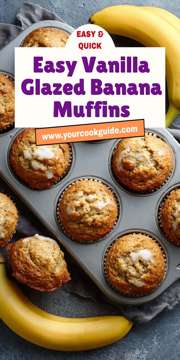 Easy Vanilla Glazed Banana Muffins served warm with cozy spices