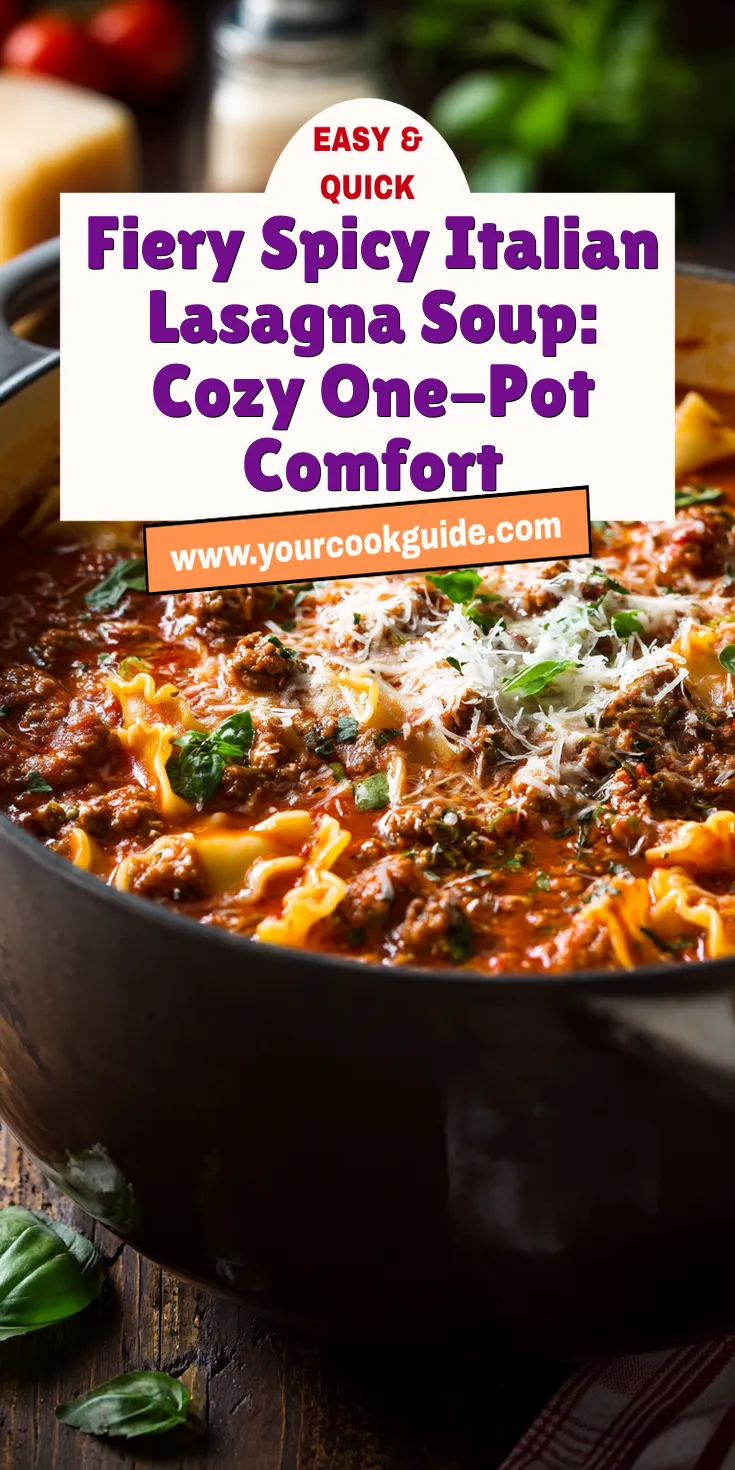 Fiery Spicy Italian Lasagna Soup: Cozy One-Pot Comfort served warm with cozy spices