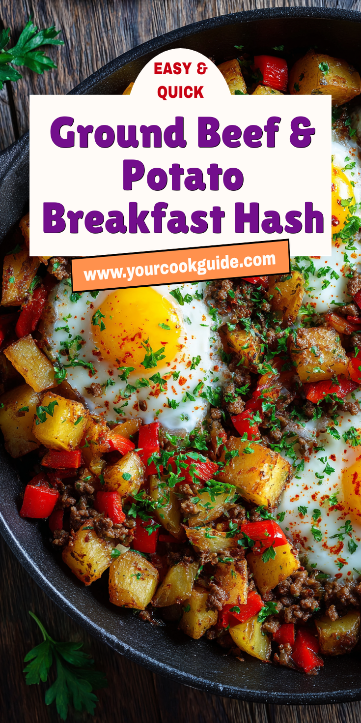 Ground Beef & Potato Breakfast Hash served warm with cozy spices