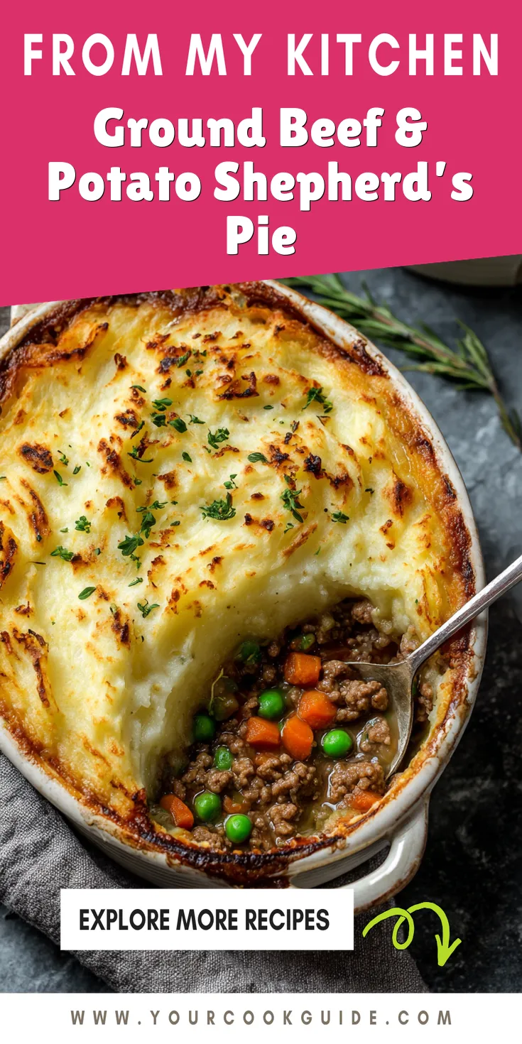 Ground Beef & Potato Shepherd’s Pie served warm with cozy spices