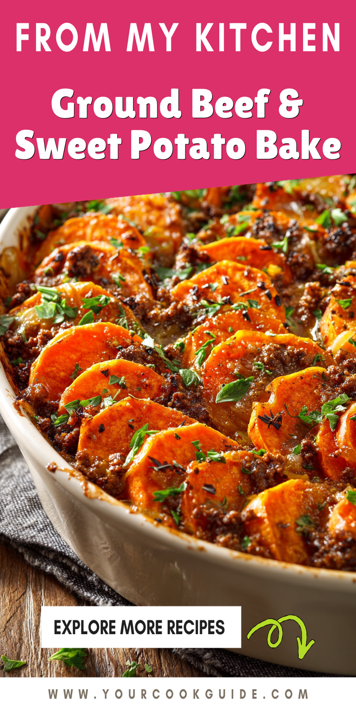 Ground Beef & Sweet Potato Bake served warm with cozy spices