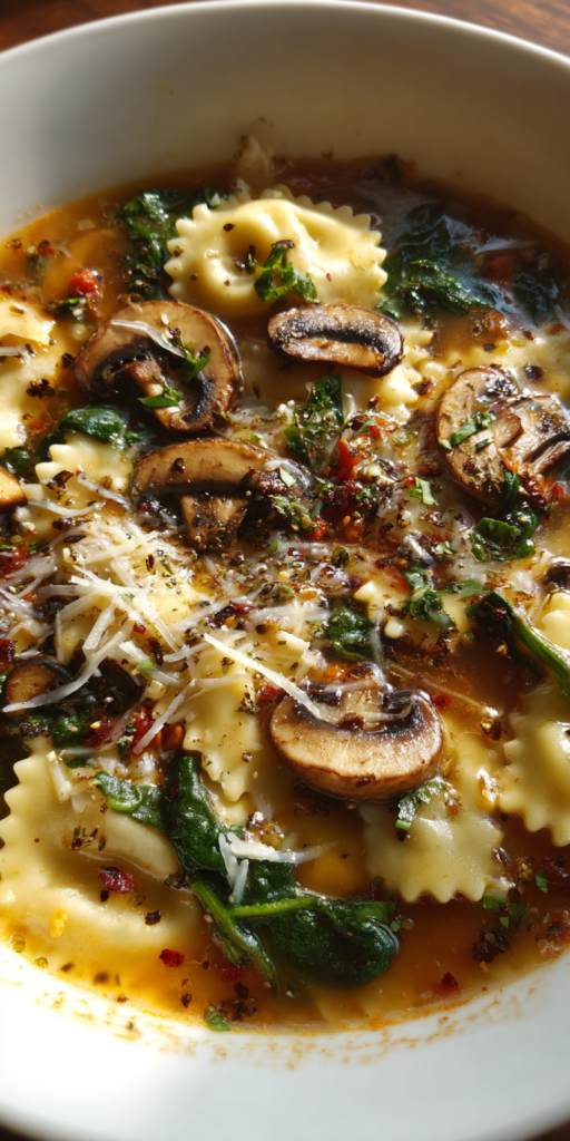 Mushroom Spinach Lasagna Soup Recipe