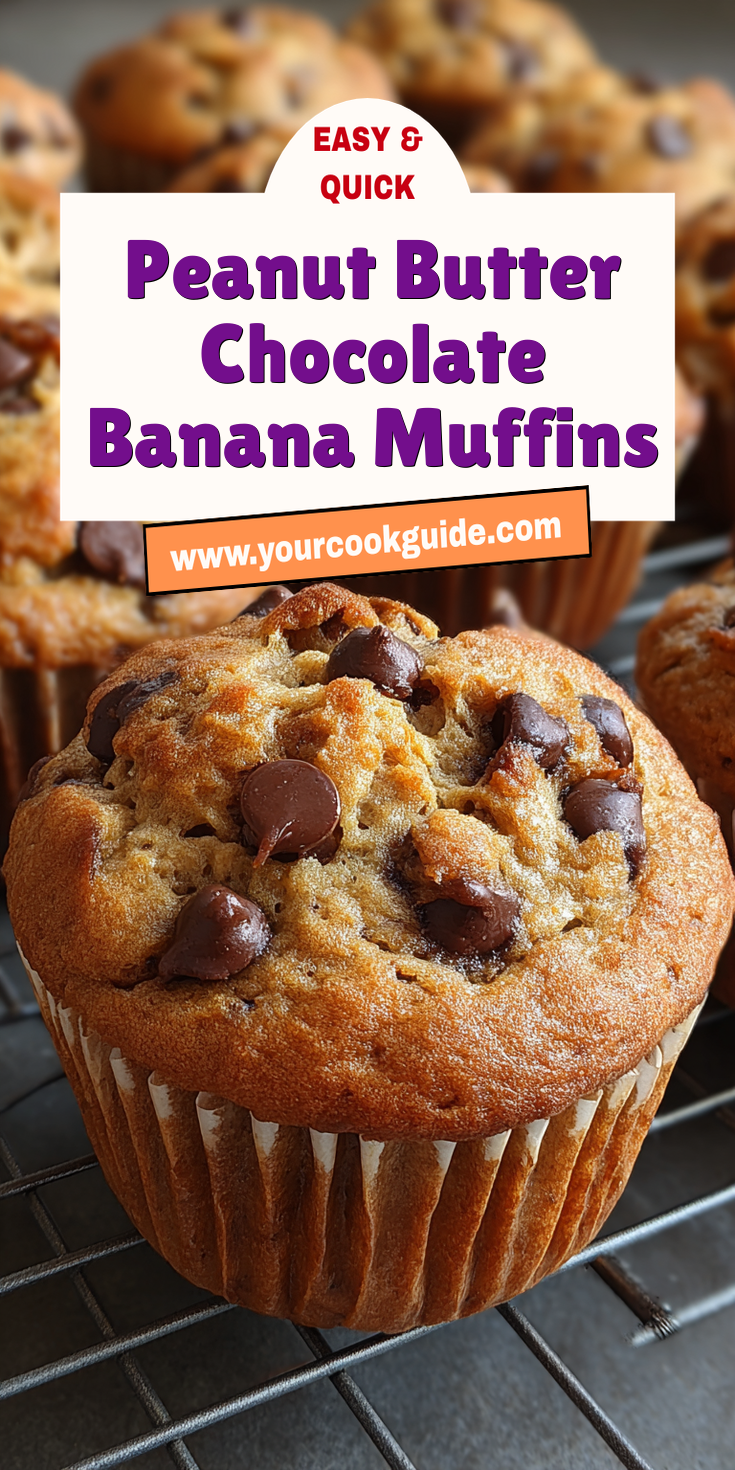 Peanut Butter Chocolate Banana Muffins served warm with cozy spices