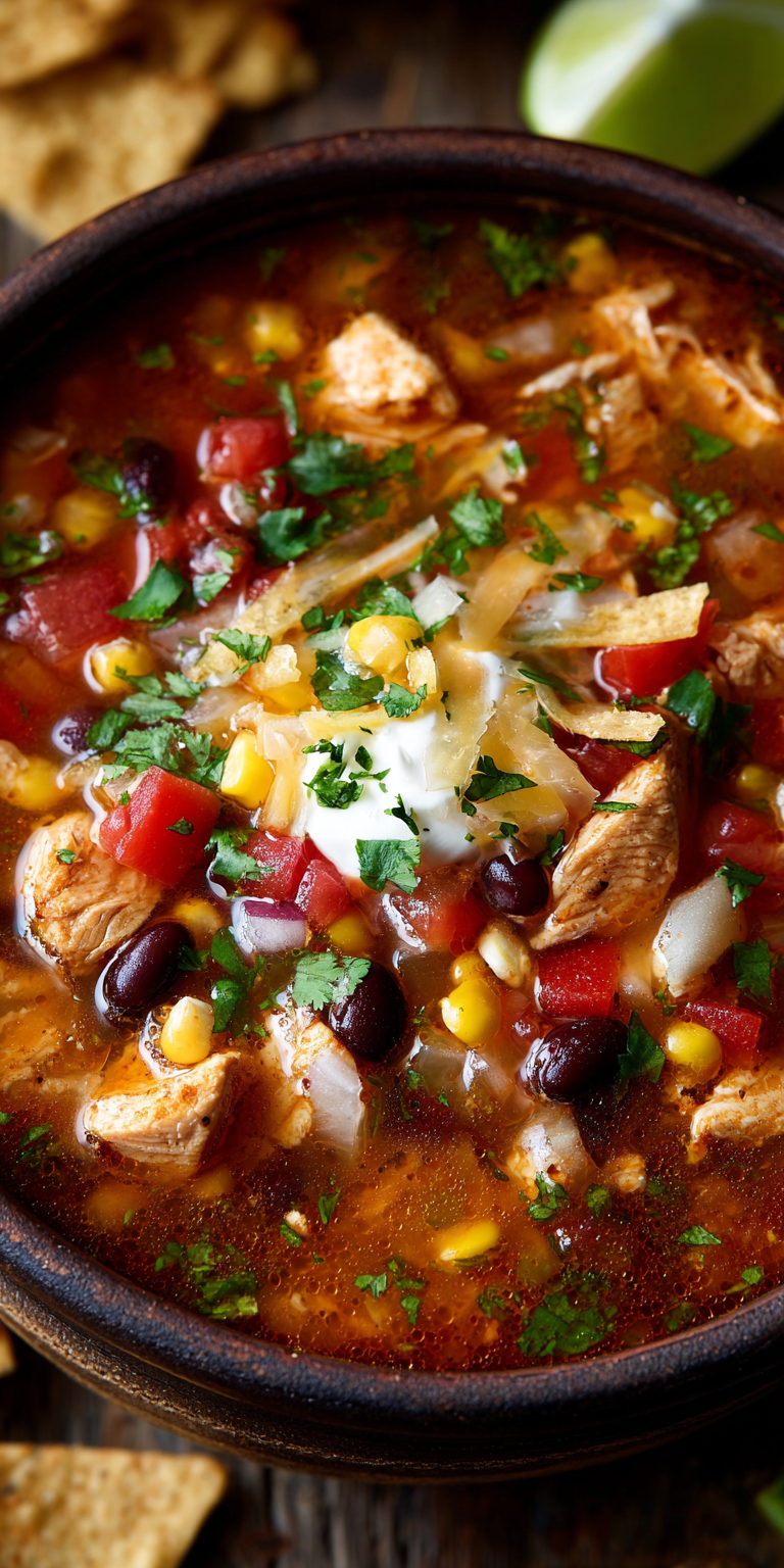 Ranch-Style Chicken Taco Soup served warm with cozy spices