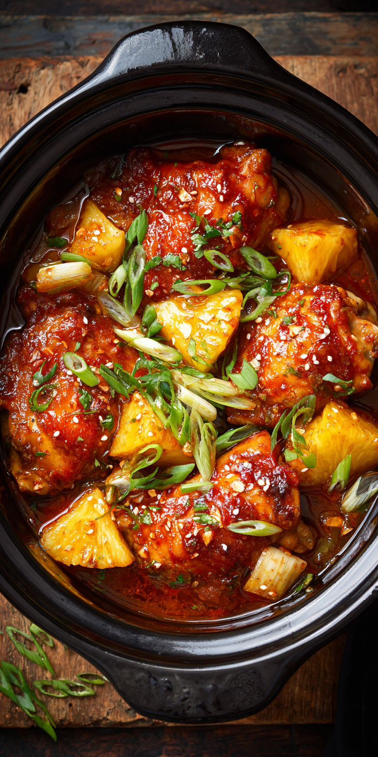 Slow Cooker BBQ Pineapple Chicken Recipe