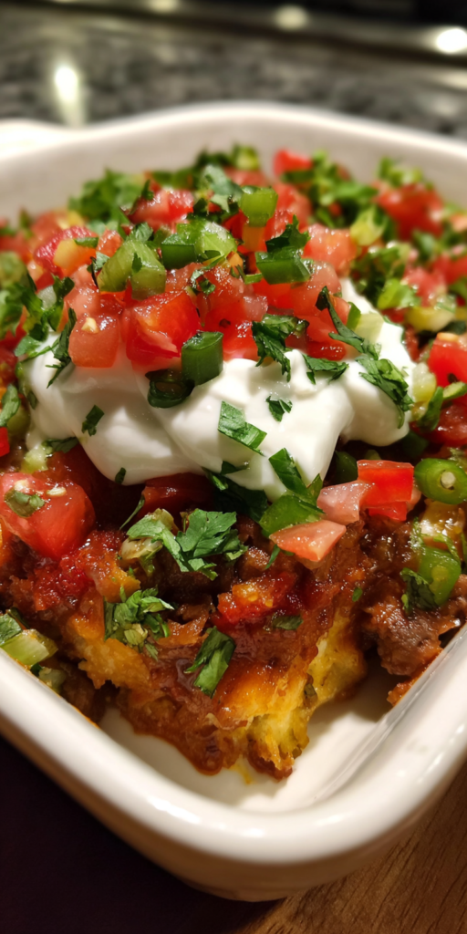 Fresh Pico de Gallo Topped Chipotle Beef Casserole Recipe