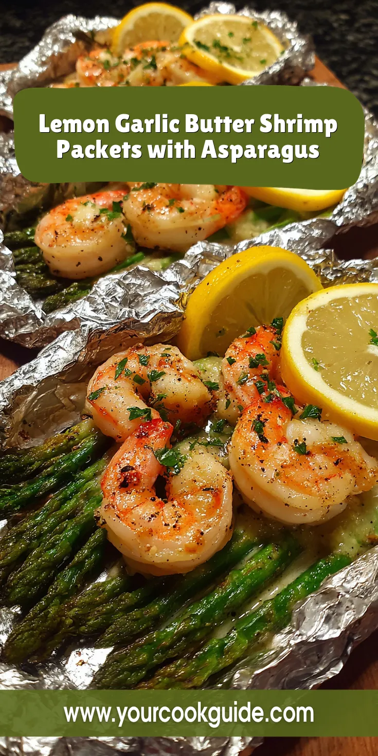 Lemon Garlic Butter Shrimp Packets with Asparagus served warm with cozy spices