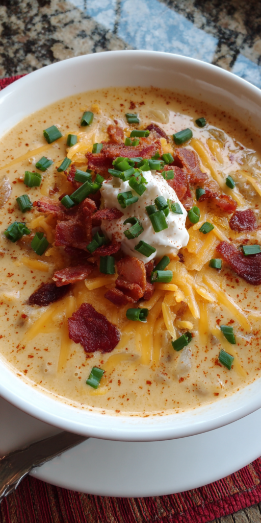 Loaded Cheesy Bacon Cajun Potato Soup Recipe