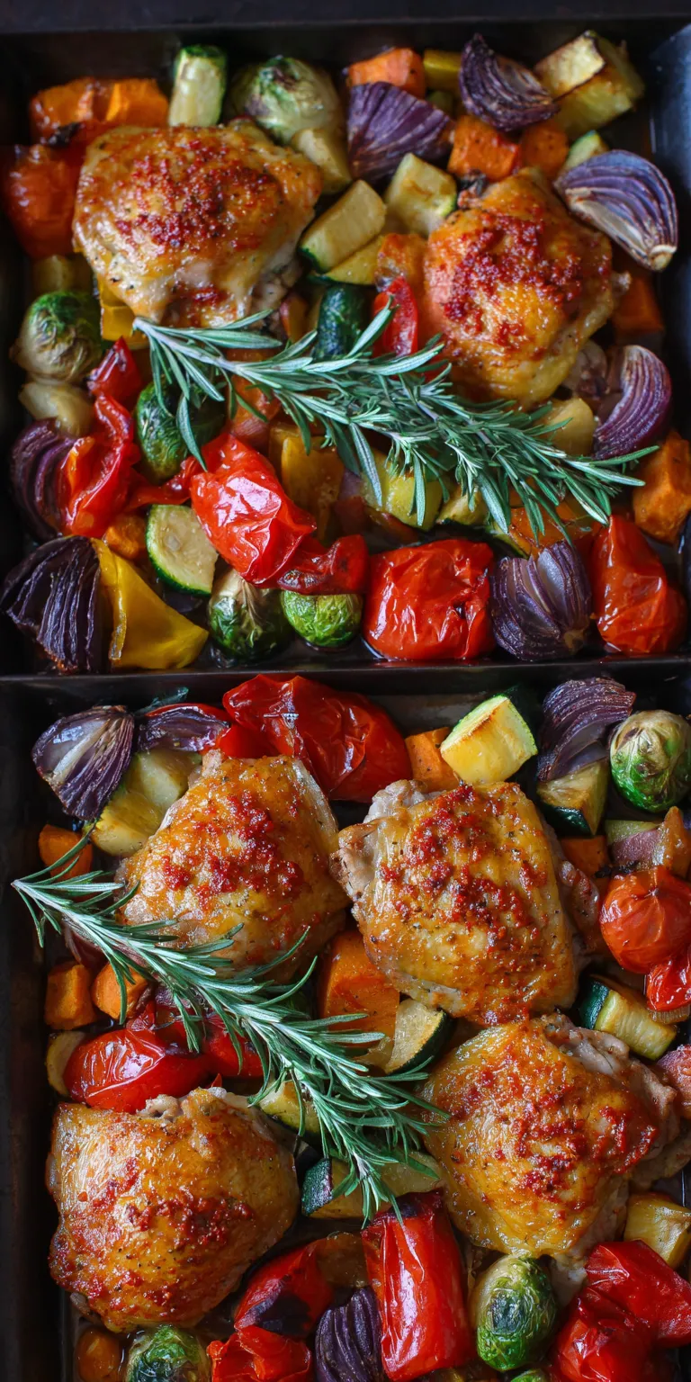 Roasted Vegetable & Harissa Chicken Thighs served warm with cozy spices