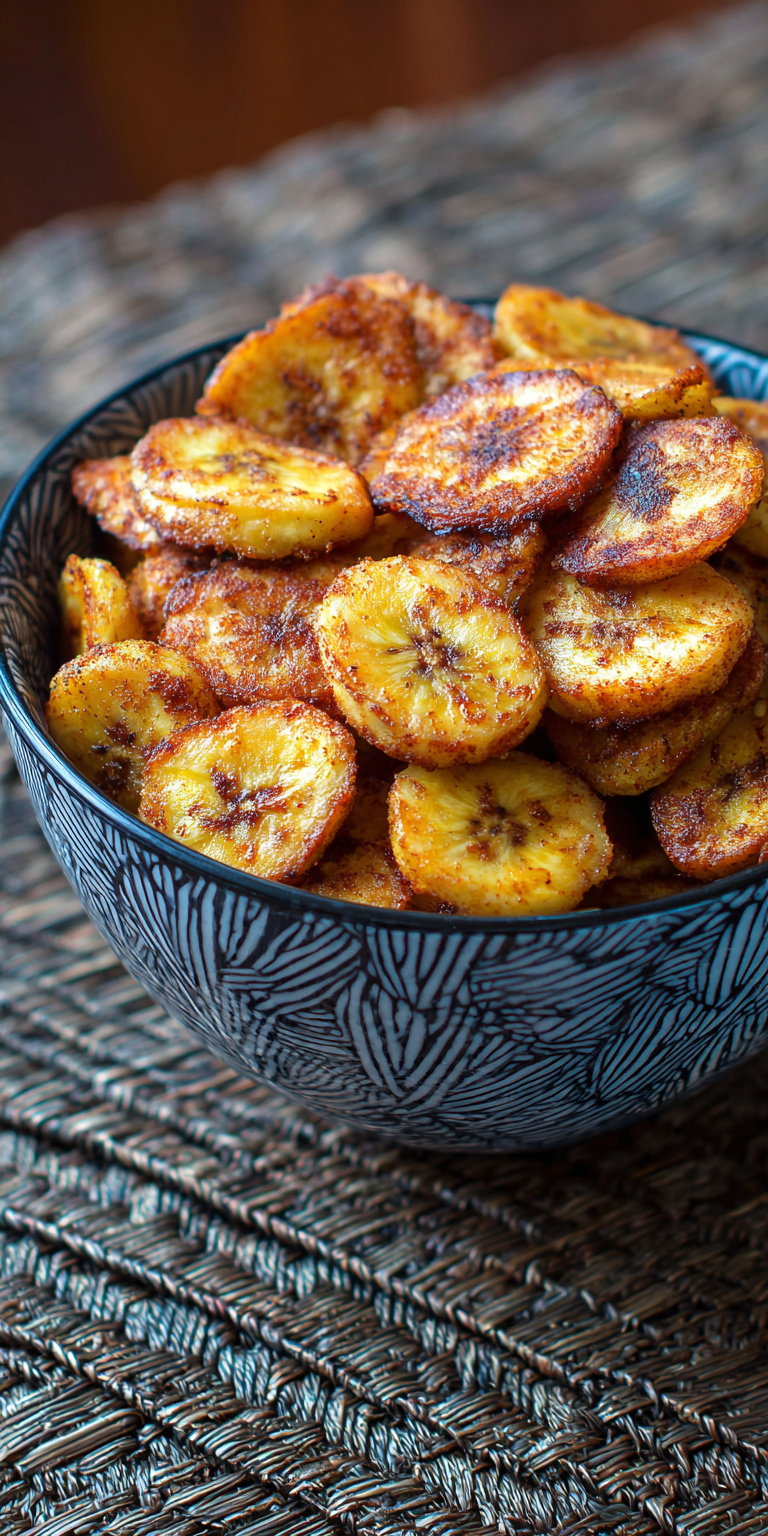 Savory Paprika & Garlic Air Fryer Banana Chips served warm with cozy spices