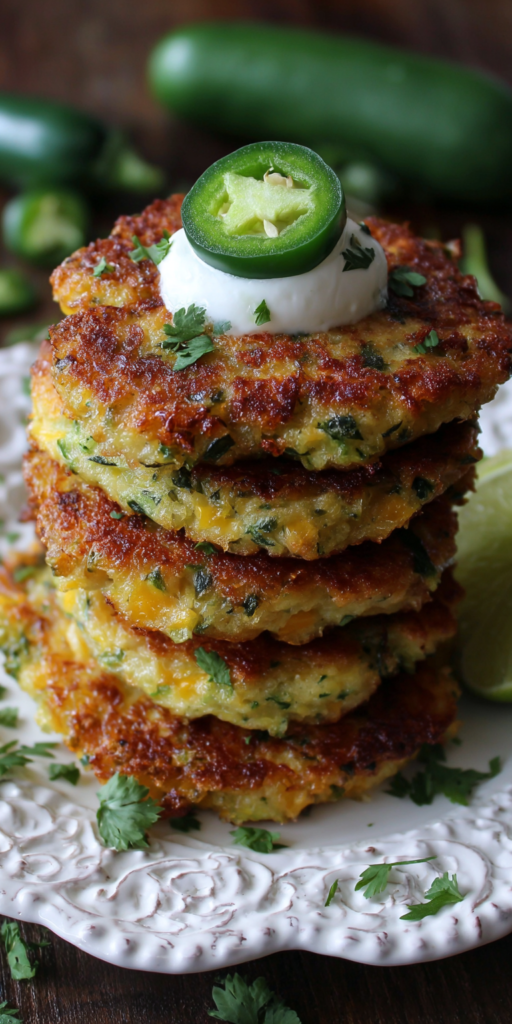Spicy Jalapeño & Cheddar Zucchini Fritters Recipe