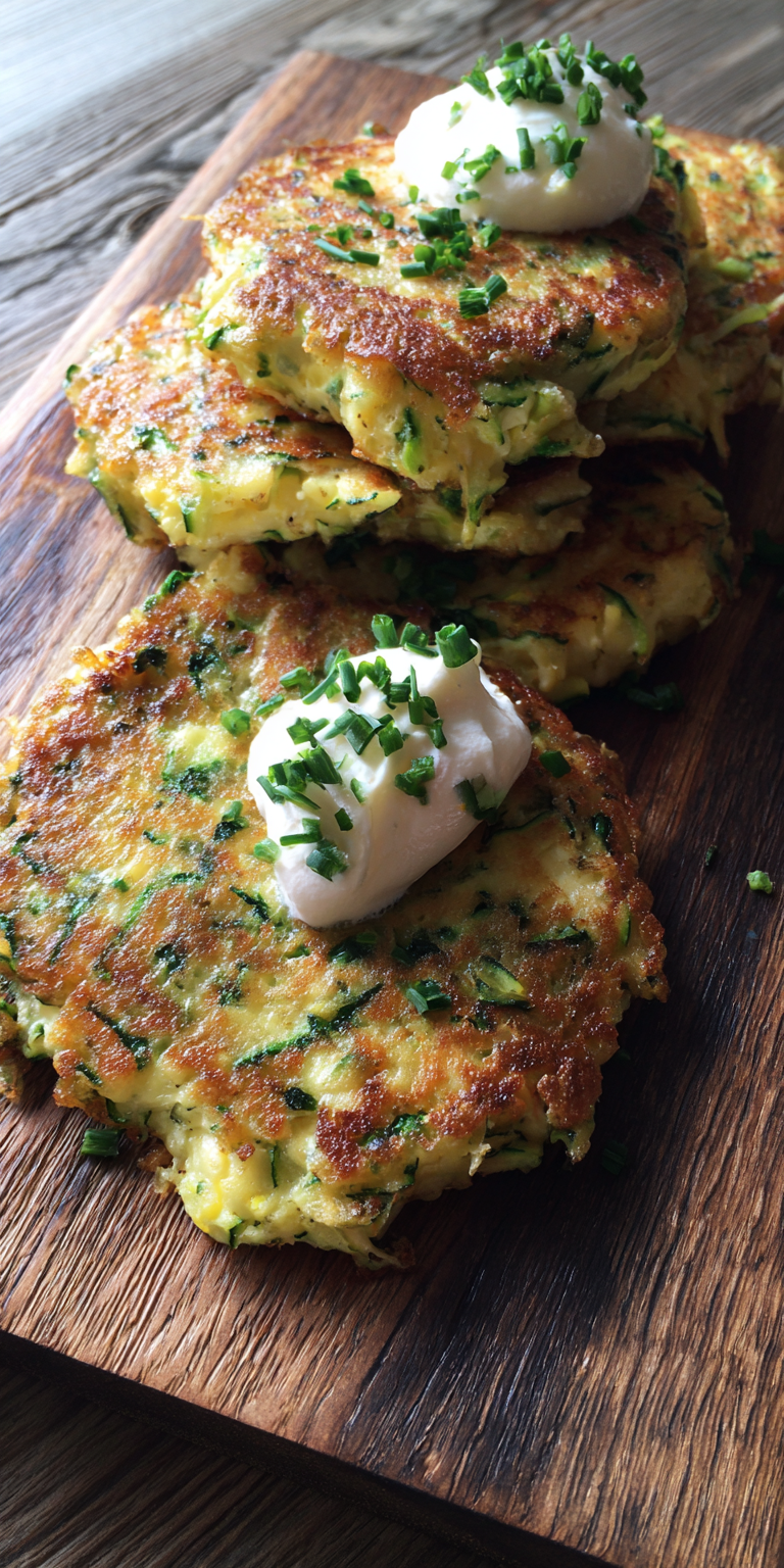 Three-Cheese (Mozzarella, Ricotta, Parm) Zucchini Fritters served warm with cozy spices