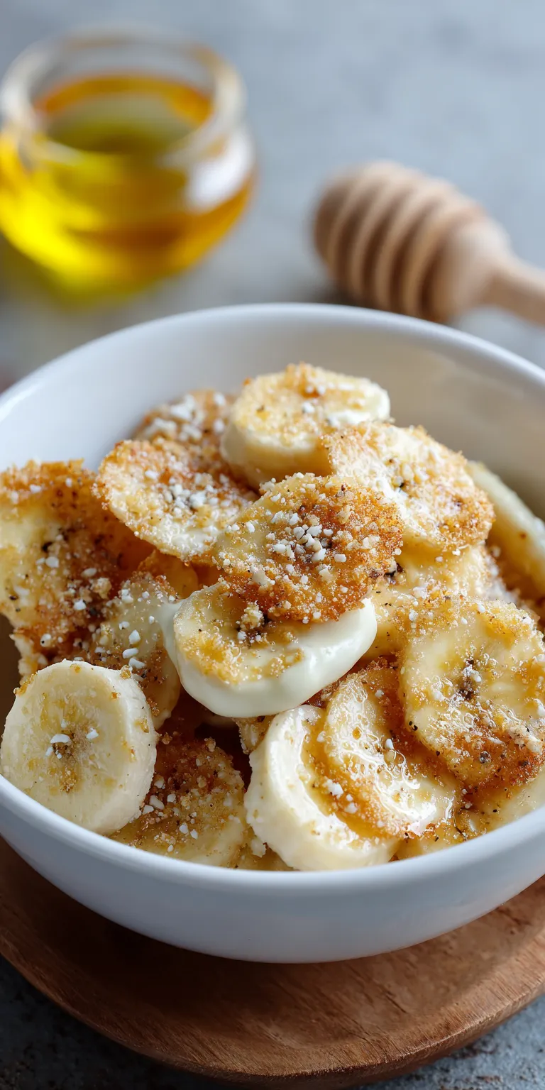 White Chocolate Dipped Air Fryer Banana Chips served warm with cozy spices