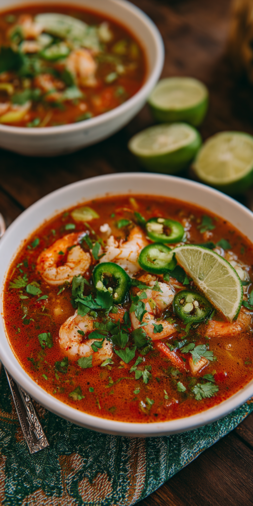 Zesty Lime & Cilantro Chicken Shrimp Taco Soup Recipe