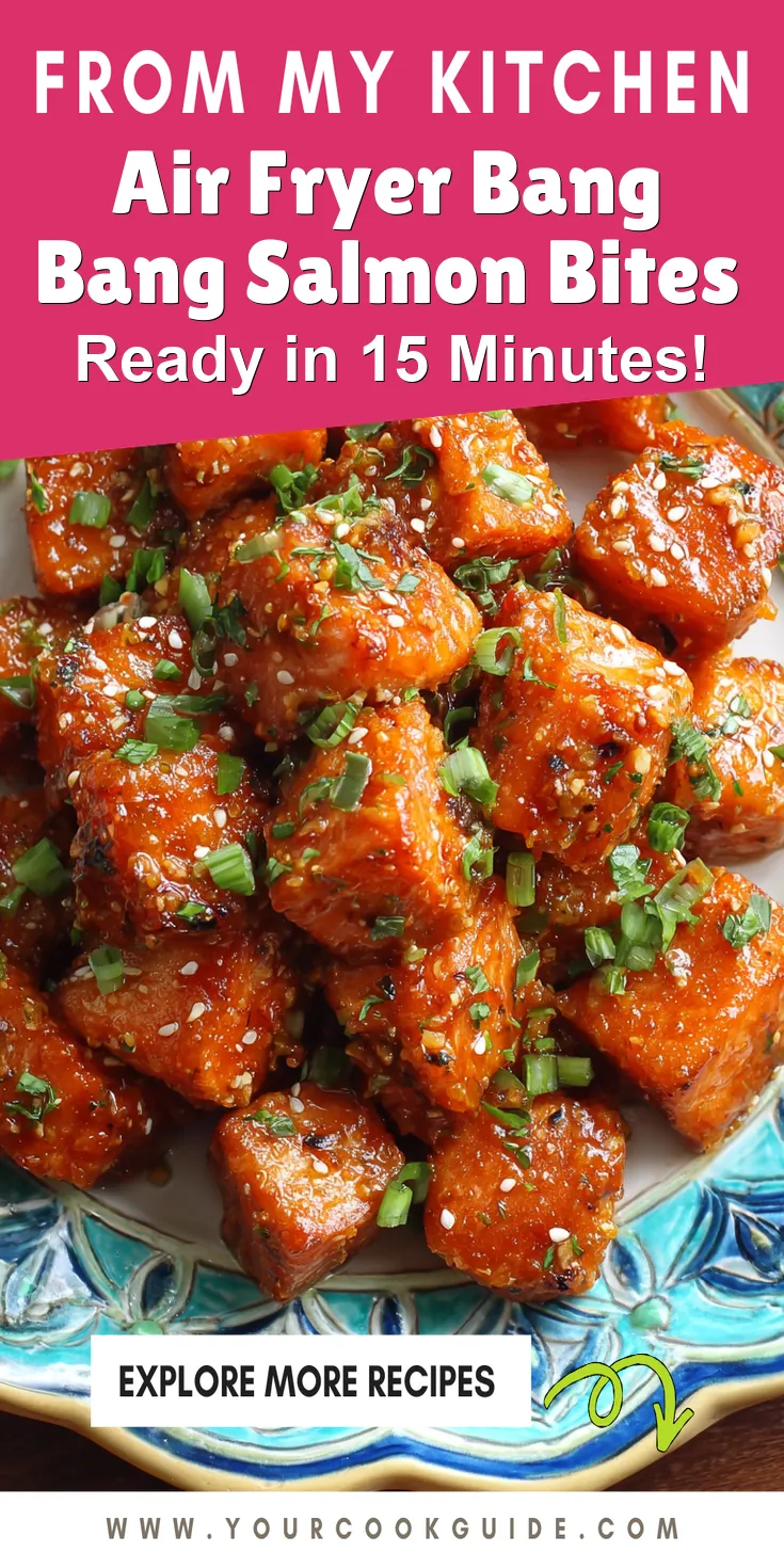 Air Fryer Bang Bang Salmon Bites served warm with cozy spices